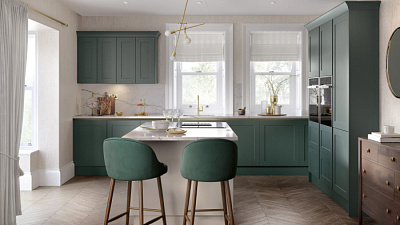 Кухня на заказ Аквамарин Гранит белый